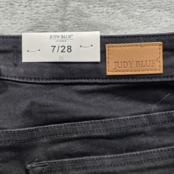 Judy Blue Jeans Womens 7 28 Black Slim Fit Mid Rise Distressed Stretch JB88137 - Picture 4 of 13